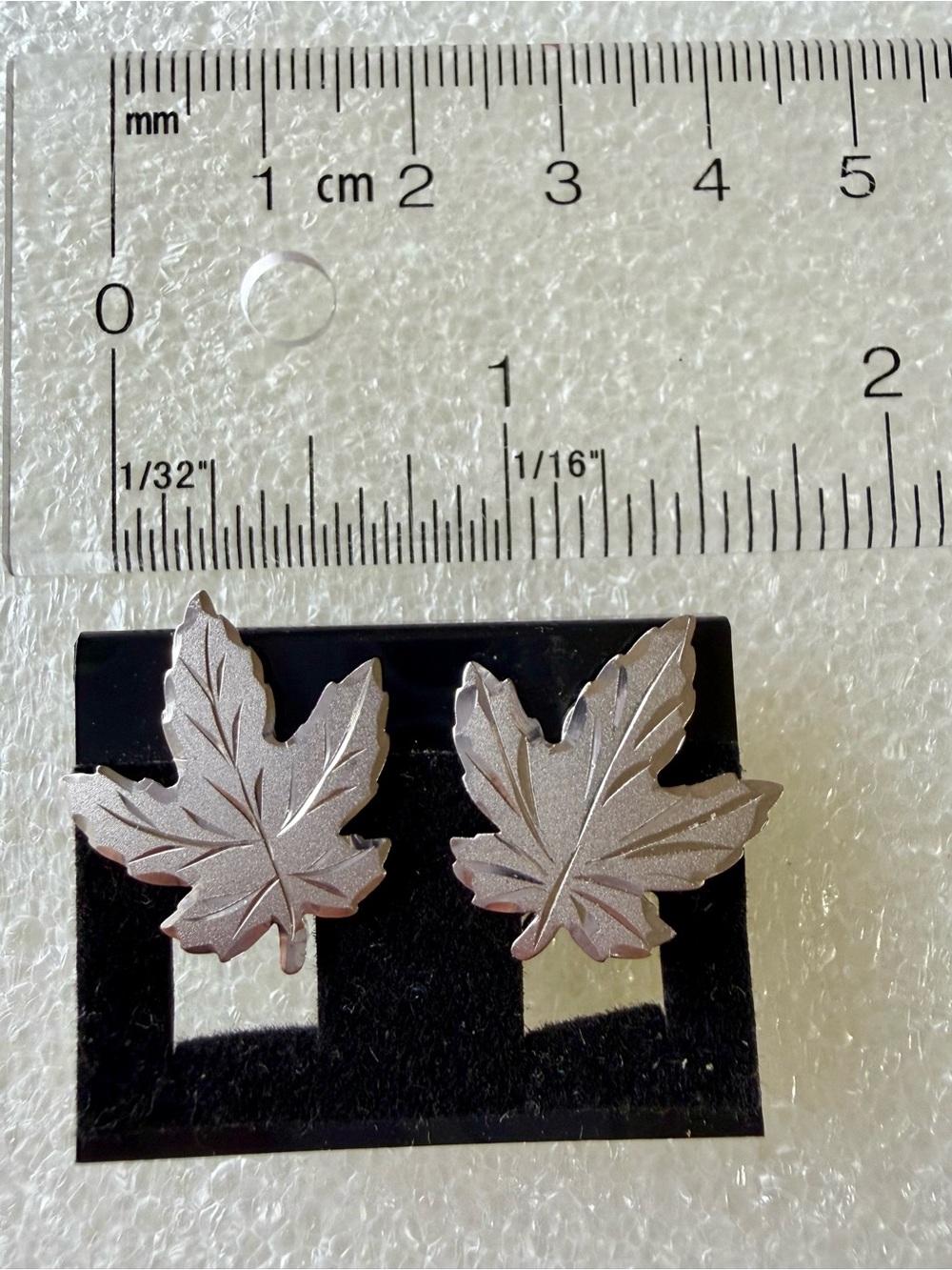 Vintage ENCO Sterling Silver Maple Leaf Clip-On Earrings Canada MCM 925